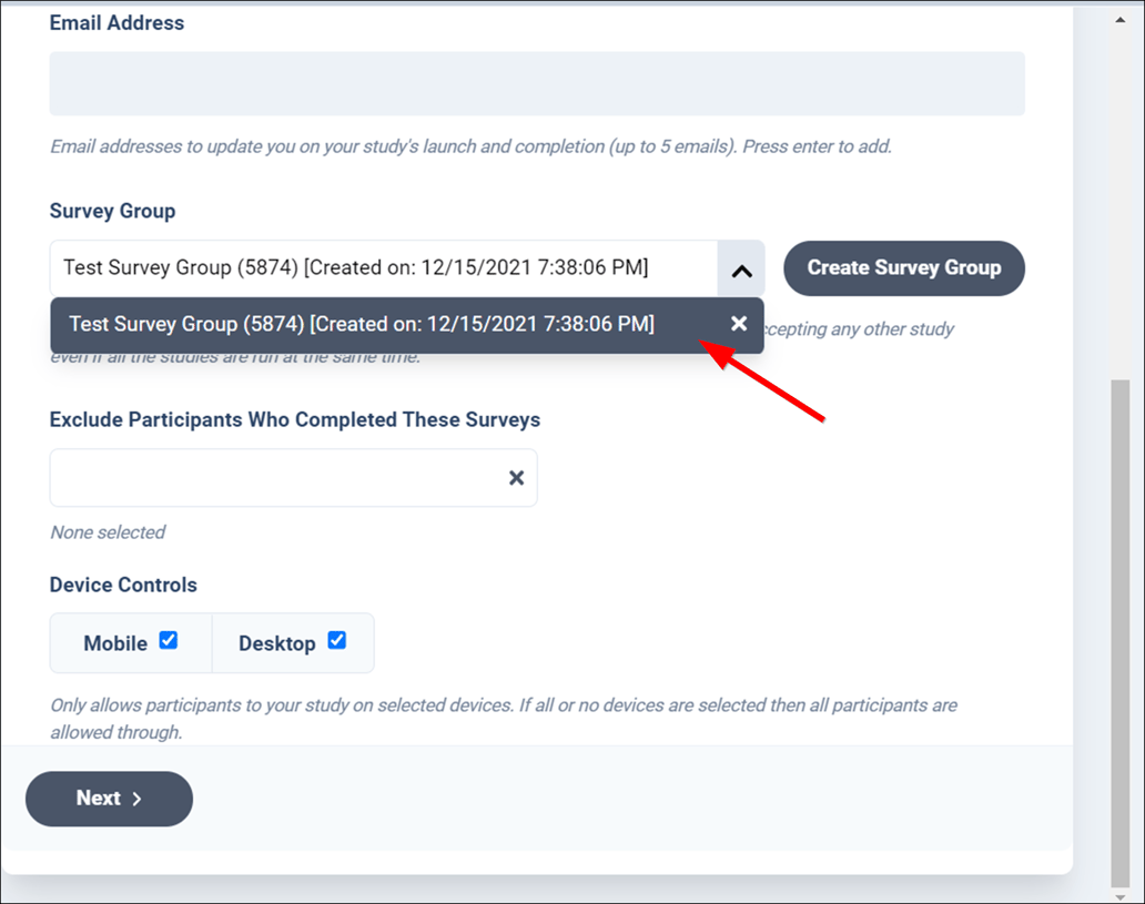 Creating a Survey Group on Prime Panels